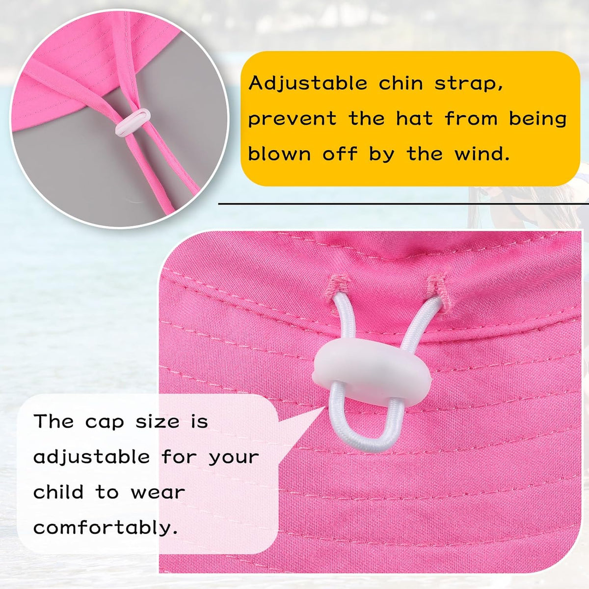 Peecabe Summer Baby Sun Hat for Boys Girls UPF 50+ Wide Brim Toddle Bucket Hat Adjustable Baby