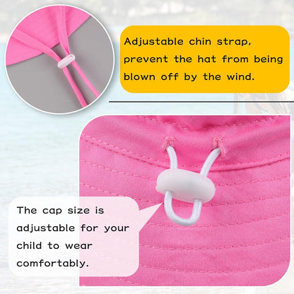 Peecabe Summer Baby Sun Hat for Boys Girls UPF 50+ Wide Brim Toddle Bucket Hat Adjustable Baby