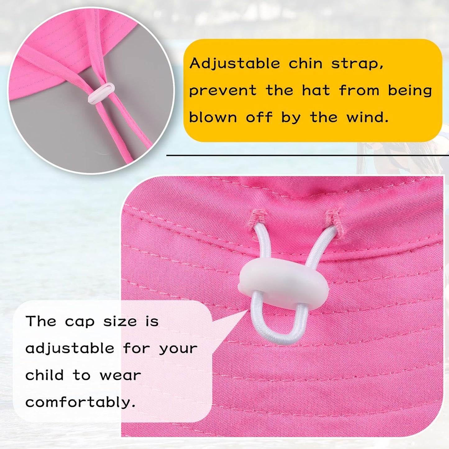 Peecabe Summer Baby Sun Hat for Boys Girls UPF 50+ Wide Brim Toddle Bucket Hat Adjustable Baby