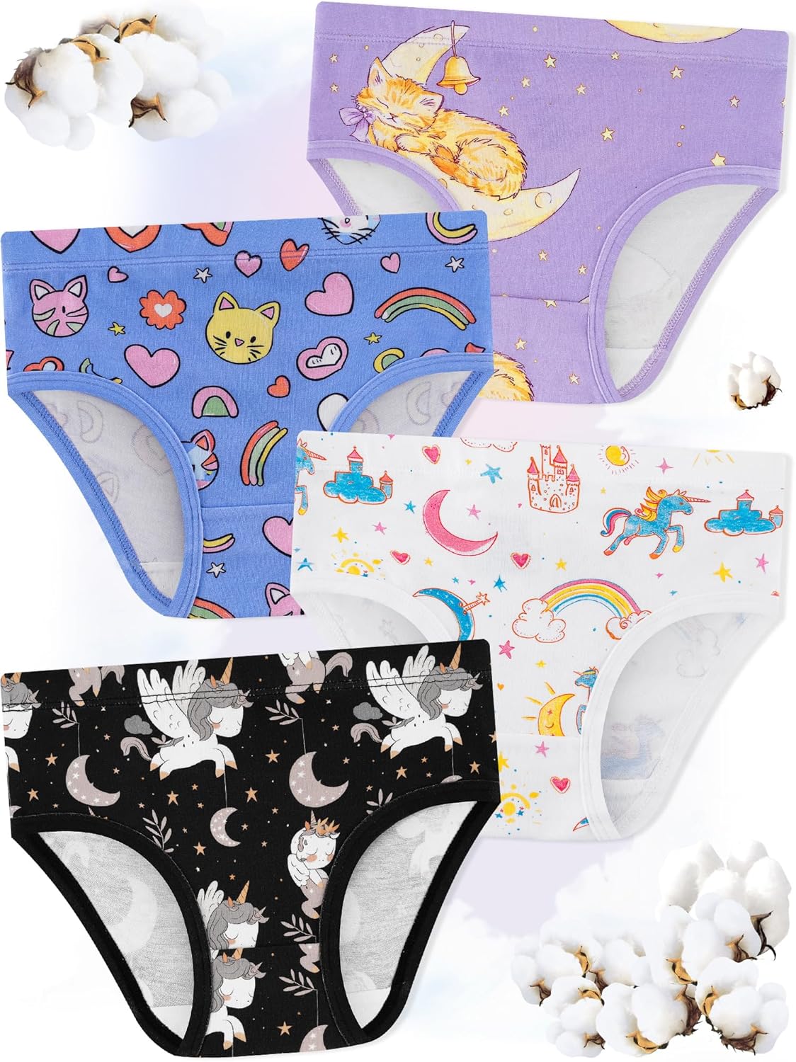 Girls' Underwear,Soft Cotton Tagless Panties for Toddlers' & Little Kids' Comfort,Breathable
