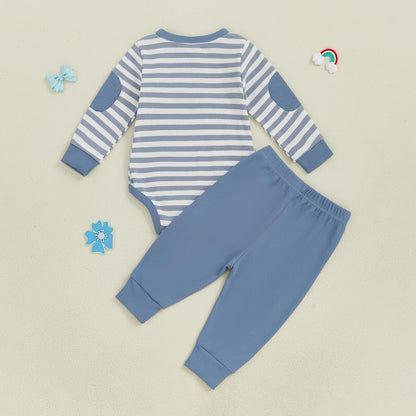 fhutpw Baby Boy Clothes 3 6 12 18 Months Ribbed Knitted Long Sleeve Romper and Pants Sets Newborn