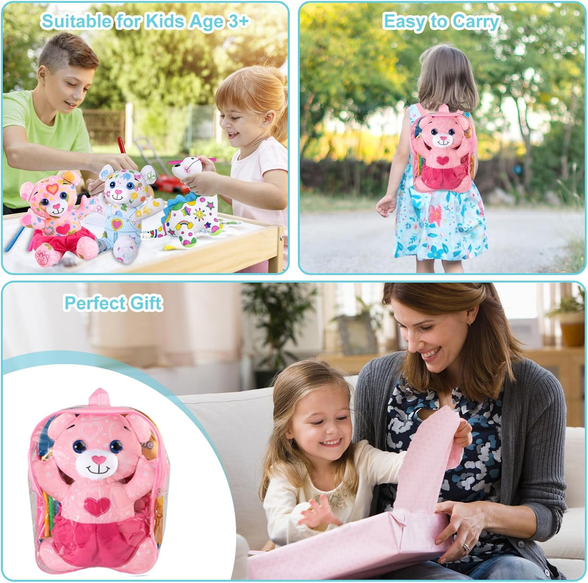 Coloring Plush Toy with 5 Washable Markers for Little Girls Doodle Dolls for Kids Ages 4-6 Birthday