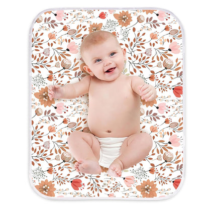 Diaper Changing Pads for Baby, Flower Change Mat, 3Layers Waterproof Change Pad Foldable Absorbent
