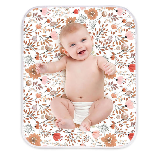 Diaper Changing Pads for Baby, Flower Change Mat, 3Layers Waterproof Change Pad Foldable Absorbent