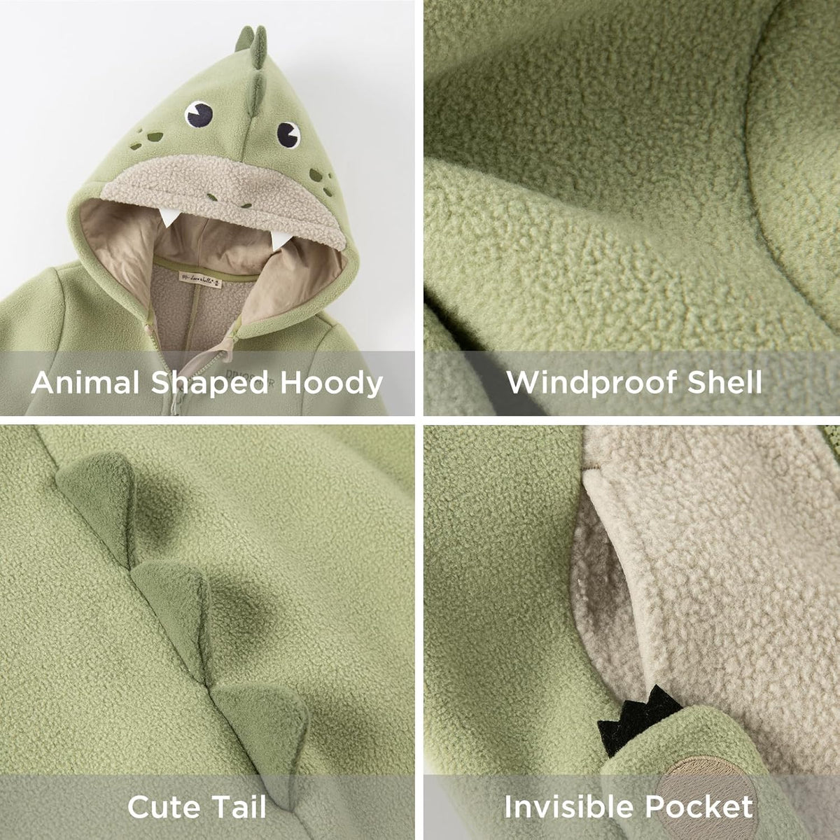 DAVE&BELLA Toddler Fleece Jacket, Baby Boys Girls Animal-shaped Hooded Zipper Long Sleeve Warm