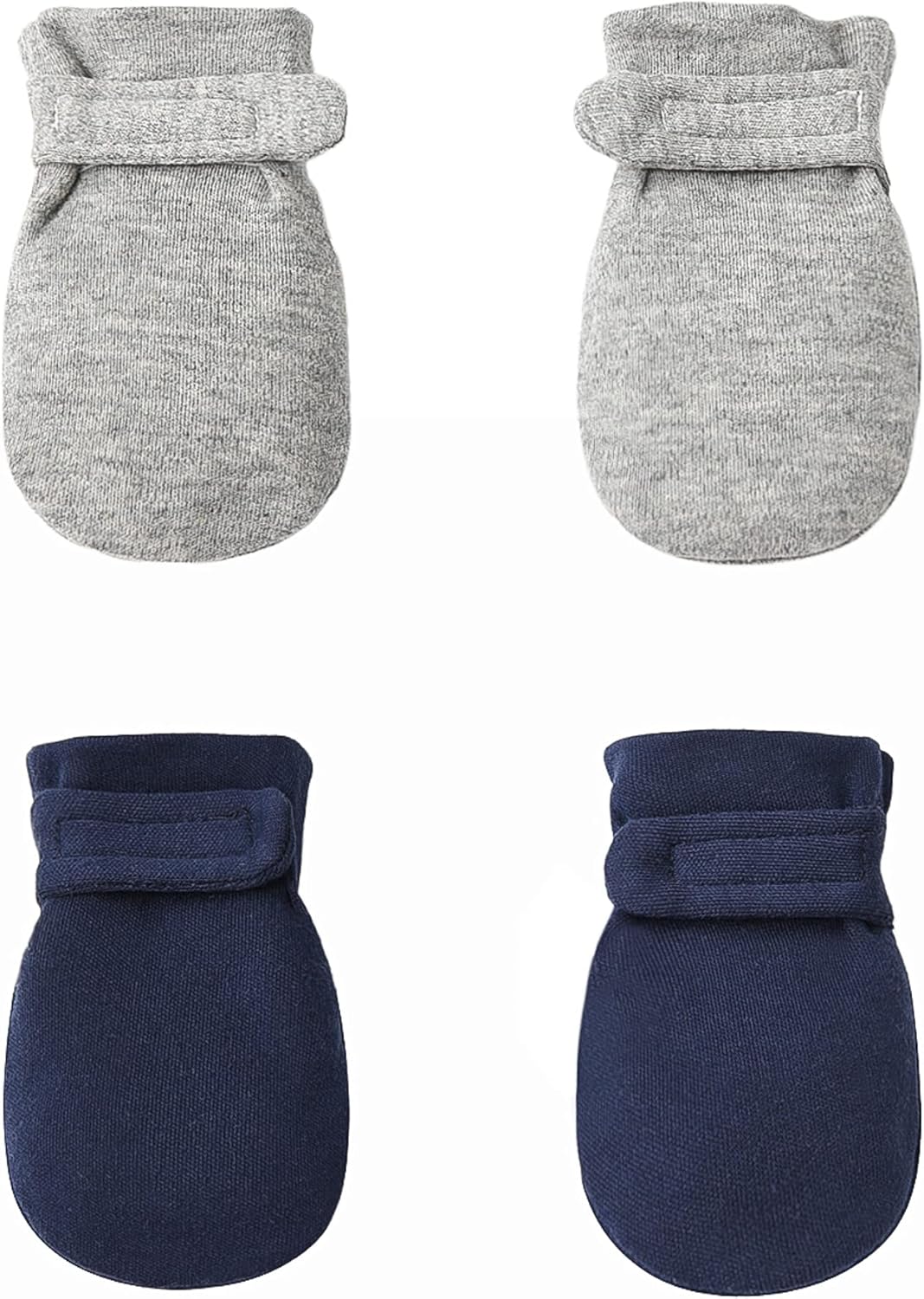 Newborn Baby No Scratch Mittens Stay On, 100% Cotton Breathable, Adjustable Infant Gloves for Baby