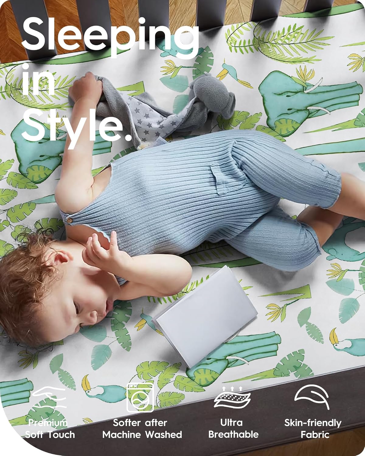 Premium Soft boy Crib Sheets, Ultra Breathable Crib Fitted Sheet, Super Stretchy Baby Bed Sheets