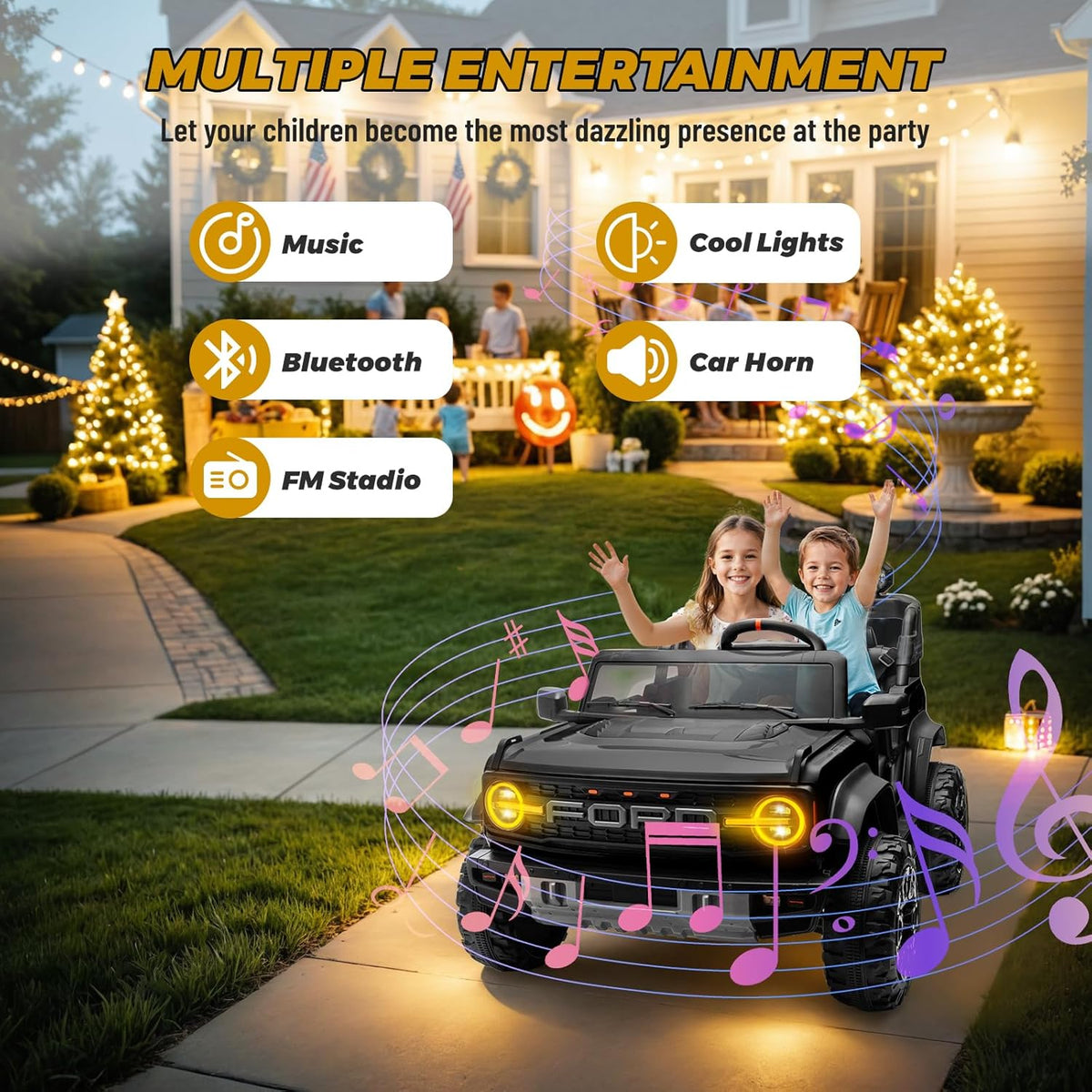 ENYOPRO 24V Licensed Ford Bronco Raptor Electric Car for Kids, 2 Seater Battery Operated Ride On