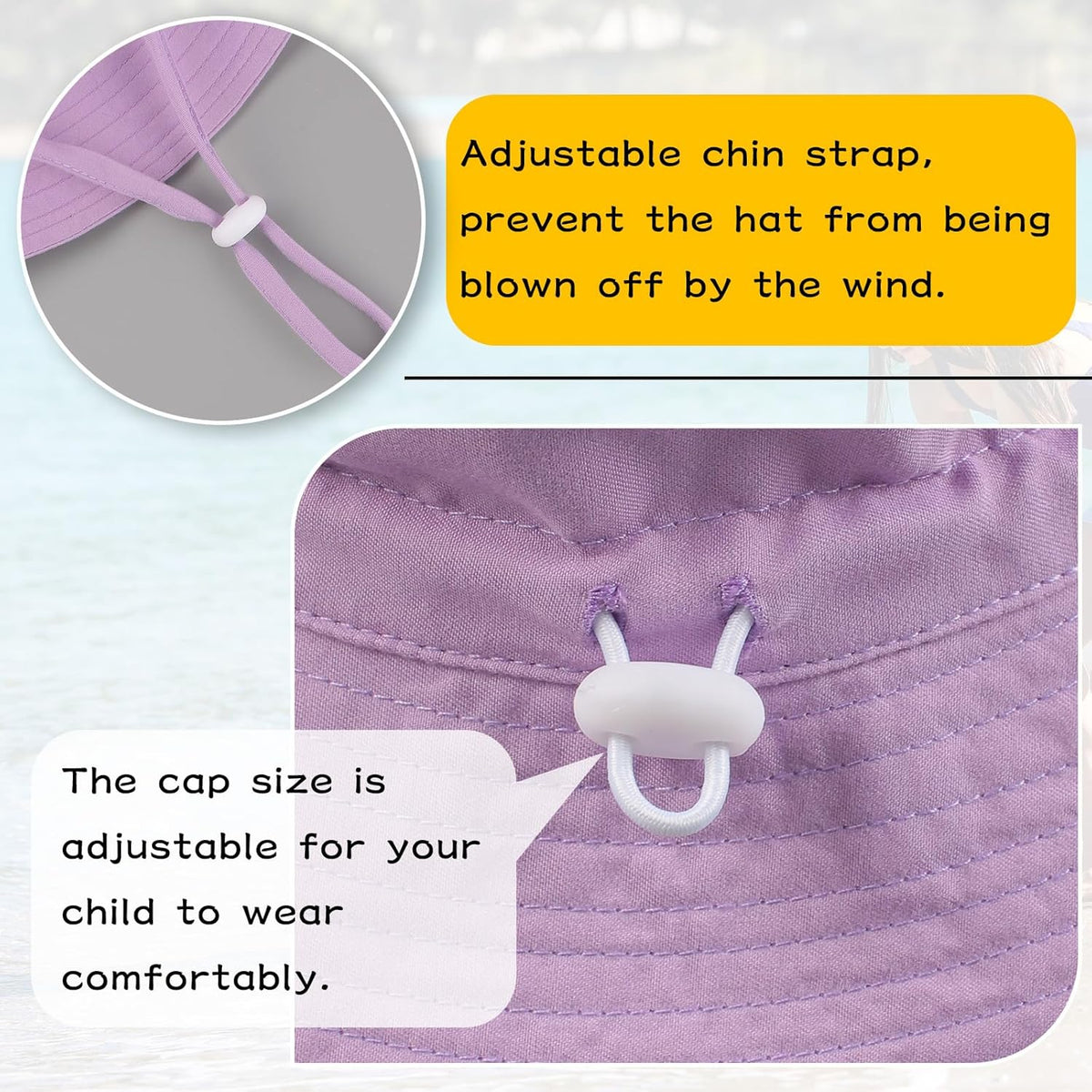 Peecabe Summer Baby Sun Hat for Boys Girls UPF 50+ Wide Brim Toddle Bucket Hat Adjustable Baby