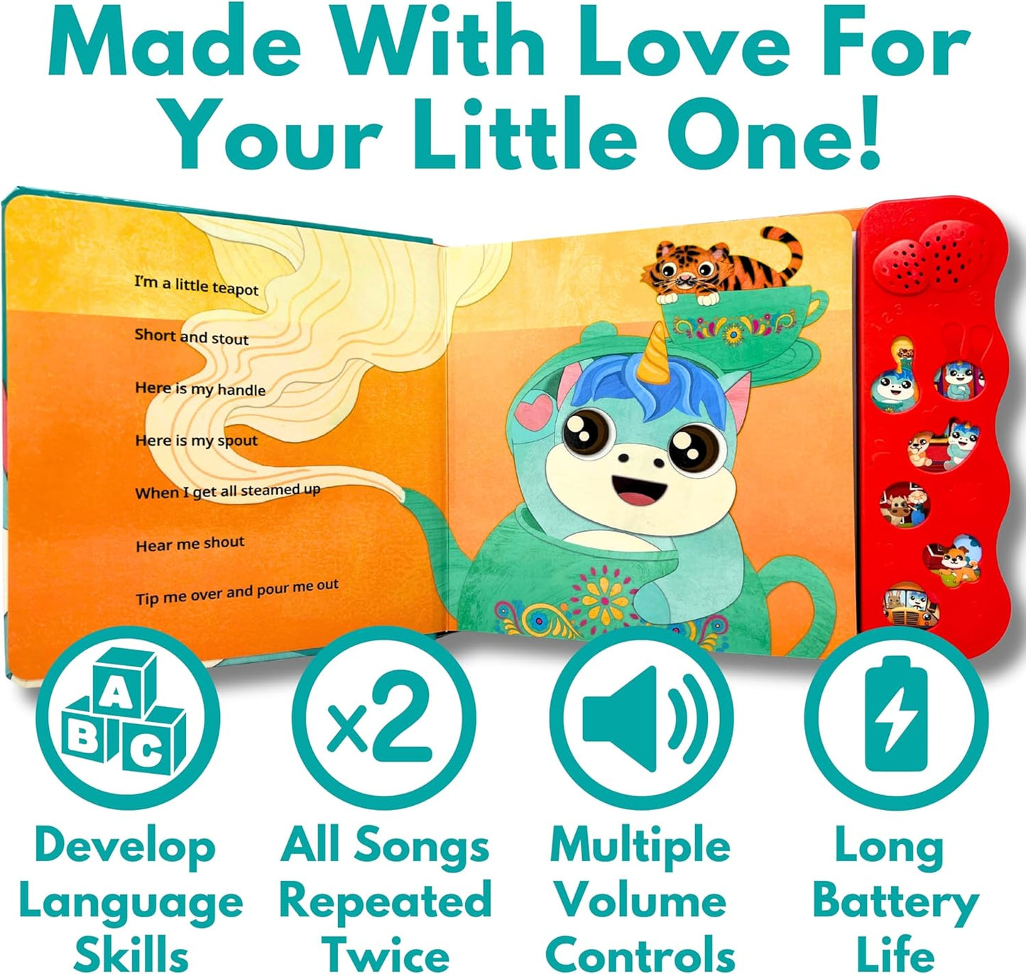Learning Songs: Musical Toys & Interactive Sound Book for Toddlers 1-3, Baby’s First Year Music