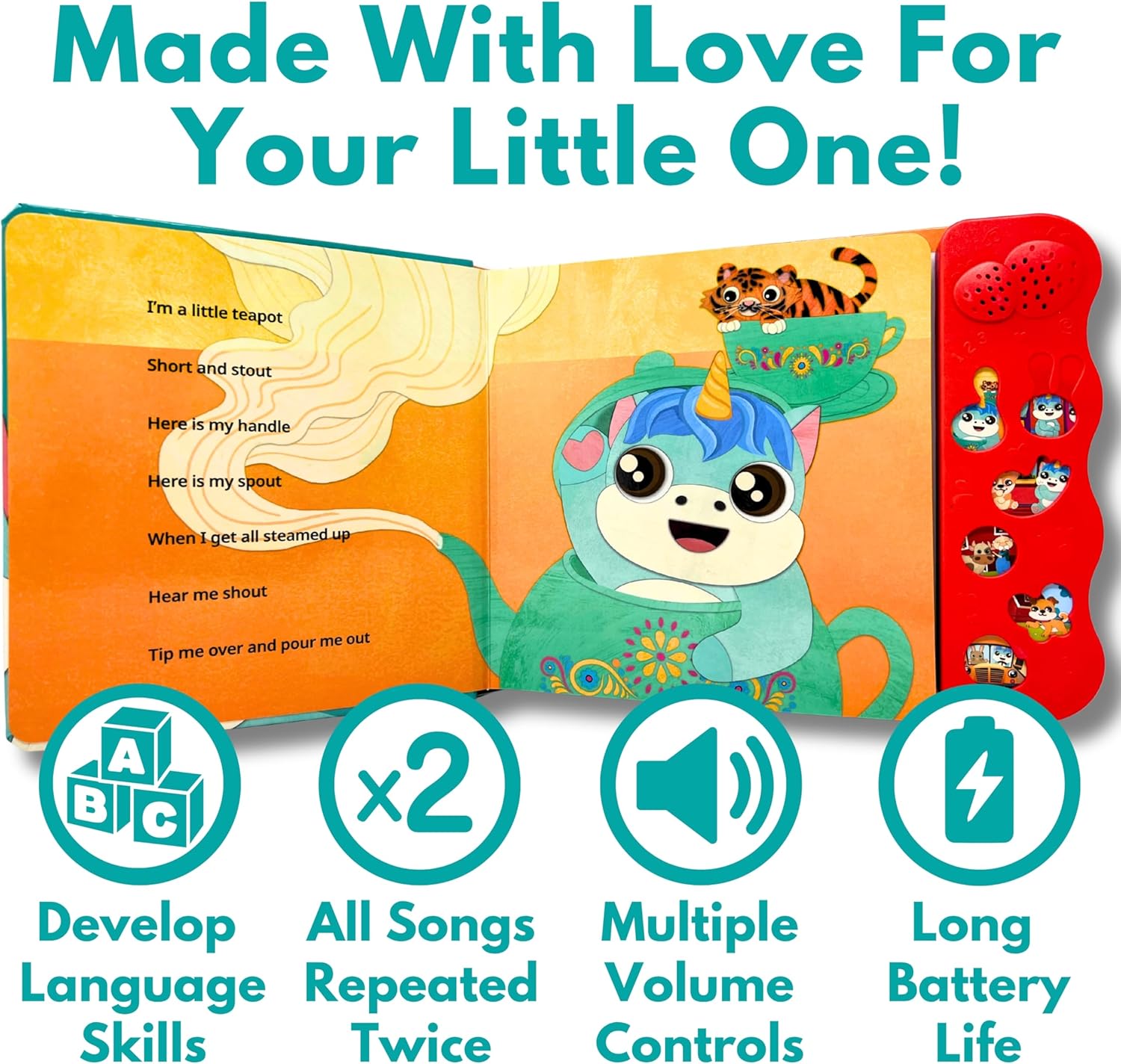 Learning Songs: Musical Toys & Interactive Sound Book for Toddlers 1-3, Baby’s First Year Music