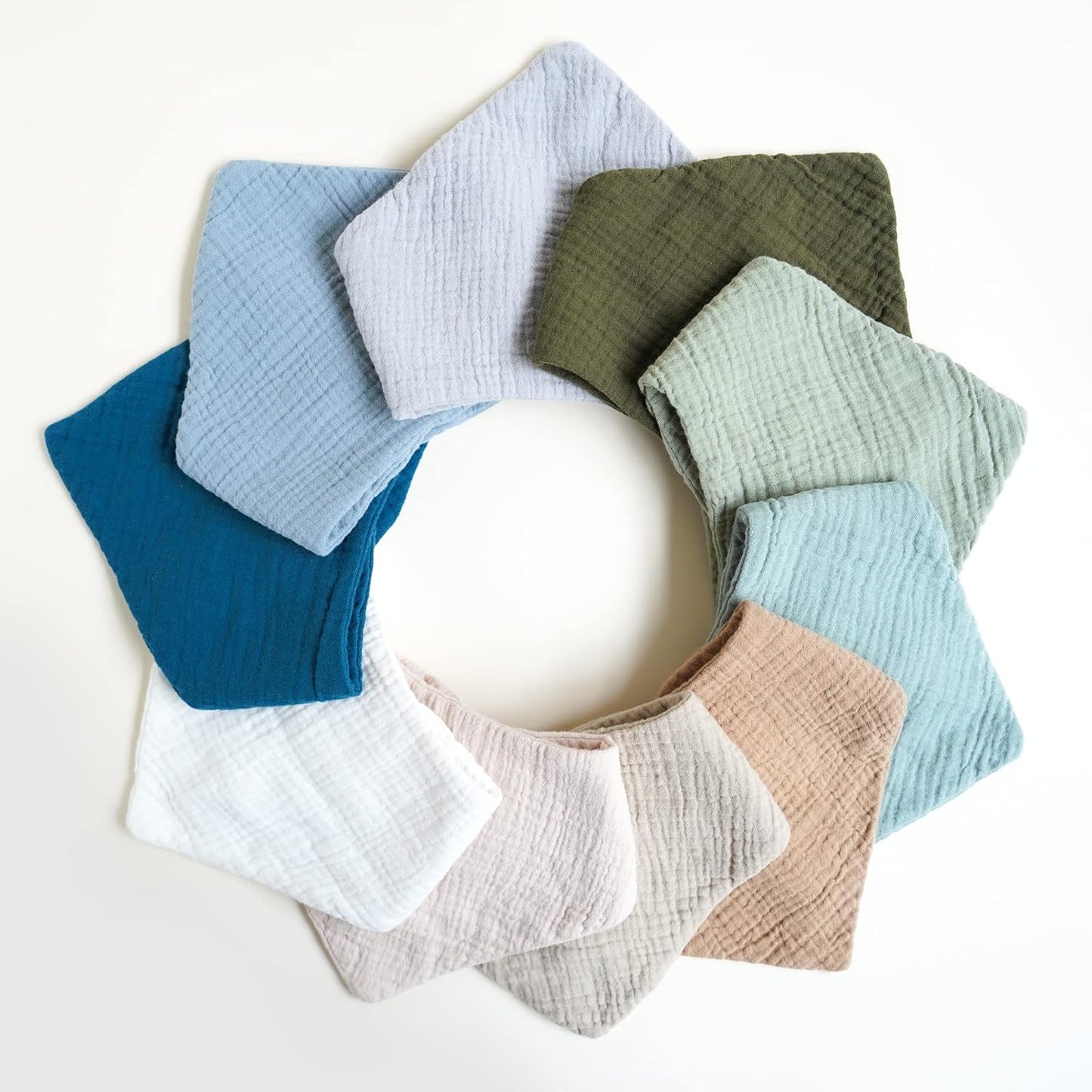 Konssy Muslin Baby Bibs 10 Pack Baby Bandana Drool Bibs 100% Cotton for Unisex Boys and Girls, Soft