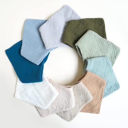 Konssy Muslin Baby Bibs 10 Pack Baby Bandana Drool Bibs 100% Cotton for Unisex Boys and Girls, Soft