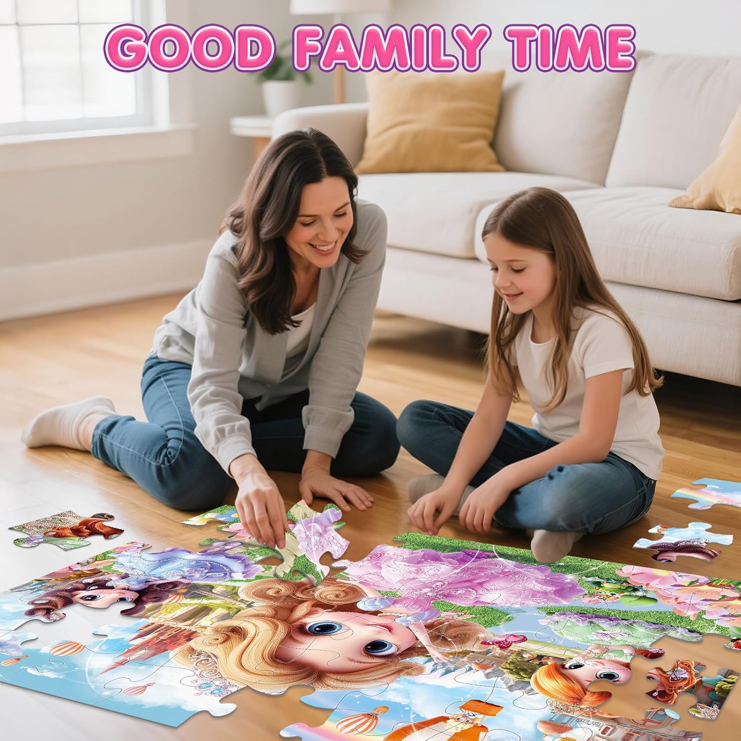 Jumbo Floor Puzzle for Kids,48 Piece Princess Large Jigsaw Puzzles,Puzzle for Toddler Ages