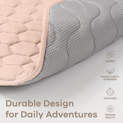 Comfy Cubs Square Kids Play Mat - 56 x 56 inches Soft Quilted Baby Floor Mat with Non-Slip Bottom