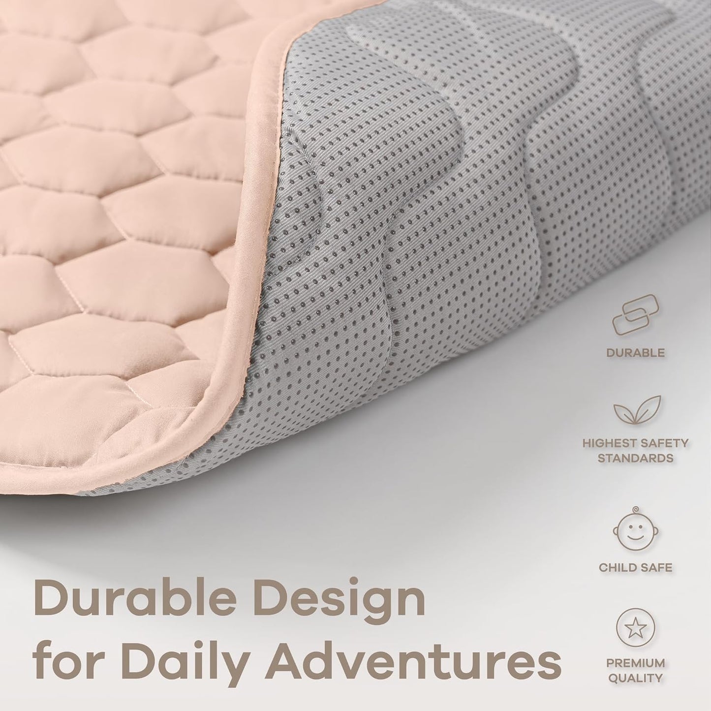 Comfy Cubs Round Kids Play Mat - Medium 48 inches Soft Quilted Baby Floor Mat with Non-Slip Bottom