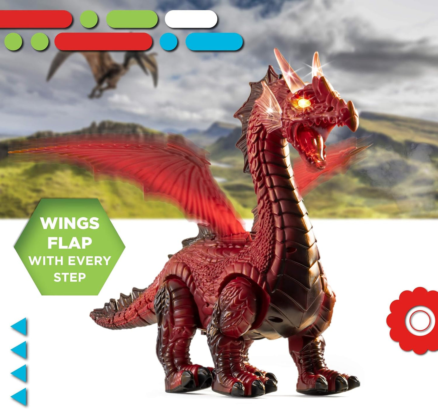 Discovery Kids RC Dragon Smoke, Large Dinosaur Toy w/Actual Smoke Breath, Wing-Flapping, Roaring