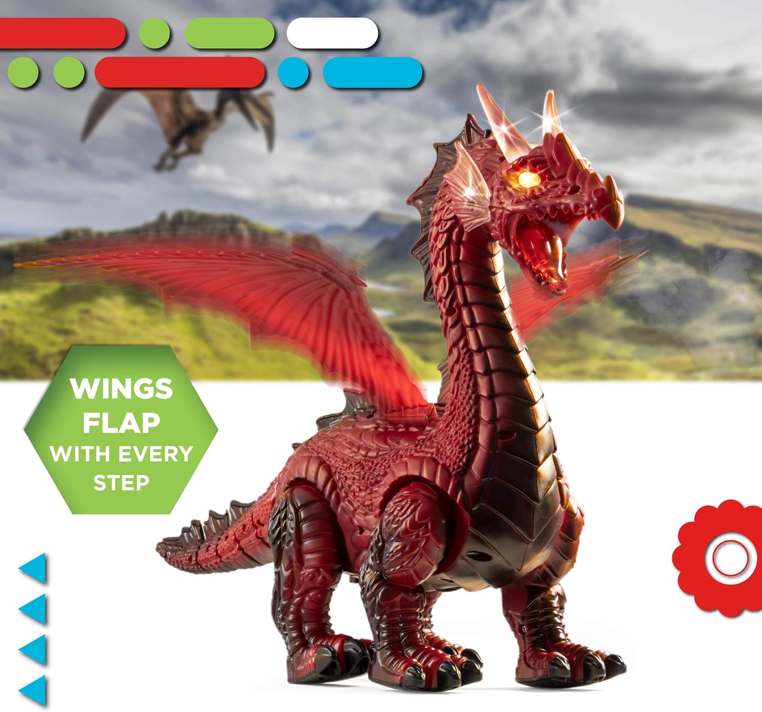 Discovery Kids RC Dragon Smoke, Large Dinosaur Toy w/Actual Smoke Breath, Wing-Flapping, Roaring