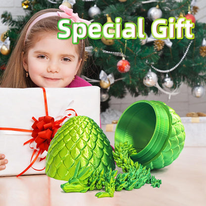 Dragon Egg - 3D Printed Egg with Flexible Pearly Sheen Dragon Inside, 3D Printed Surprise Gift