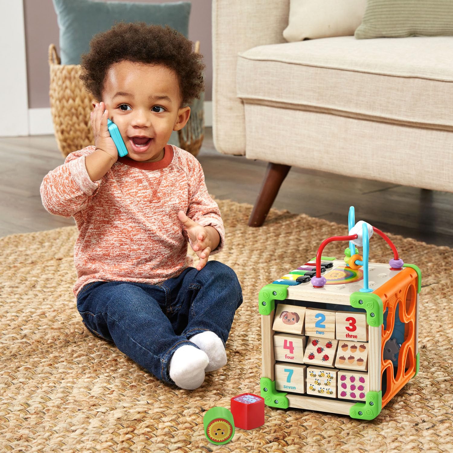 LeapFrog Touch and Learn Electronic Musical Light-Up Wooden Activity Cube Toy, Animal Themed, Ages
