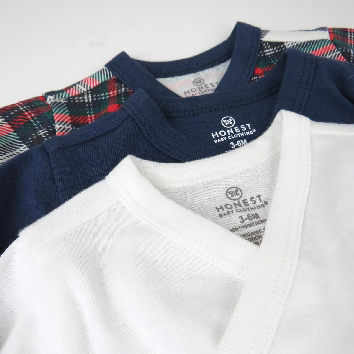 HonestBaby unisex-baby 3-pack Long Sleeve Side-snap Kimono Bodysuits Organic Cotton for Infant Baby