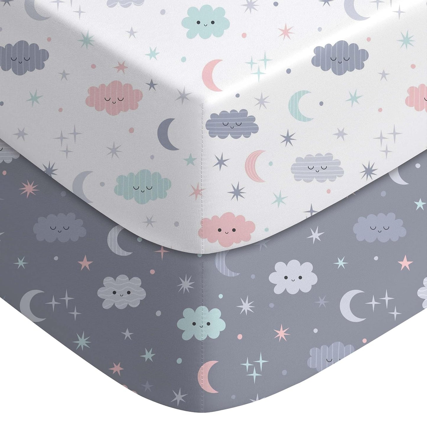 Yoofoss Pack and Play Sheets Fitted, Mini Crib Sheets 2-Pack for Pack N Play Mattress, Stretchy
