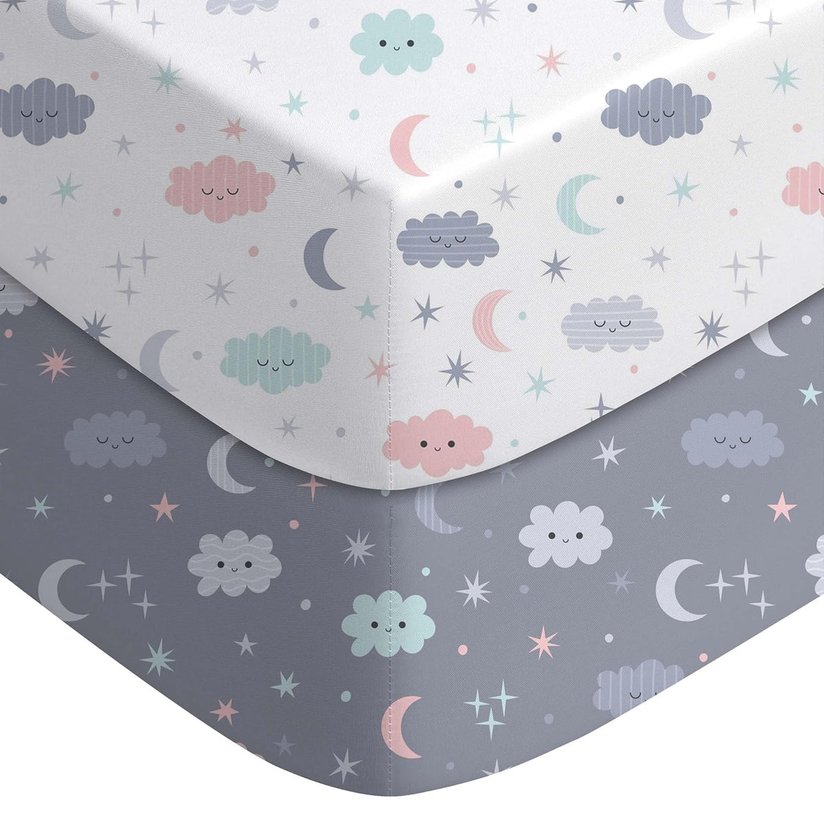 Yoofoss Baby Crib Sheets for Boys Girls, Fitted Crib Sheet 2 Pack for Standard Crib and Toddler