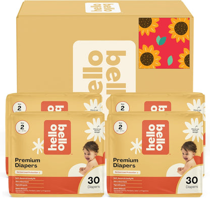 Hello Bello Diapers, Size 2 (10-16 lbs) Flower Child, 120 Count Value Pack of Premium Disposable