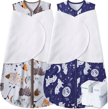 Newborn Sleep Sack Baby Swaddle,3-Way Adjustable Wearable Blanket,100% Rayon Cotton Swaddling