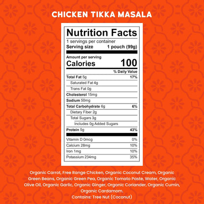 Serenity Kids 6+ Months Chicken Tikka Masala Baby Food Puree Pouches - High Protein Ethically