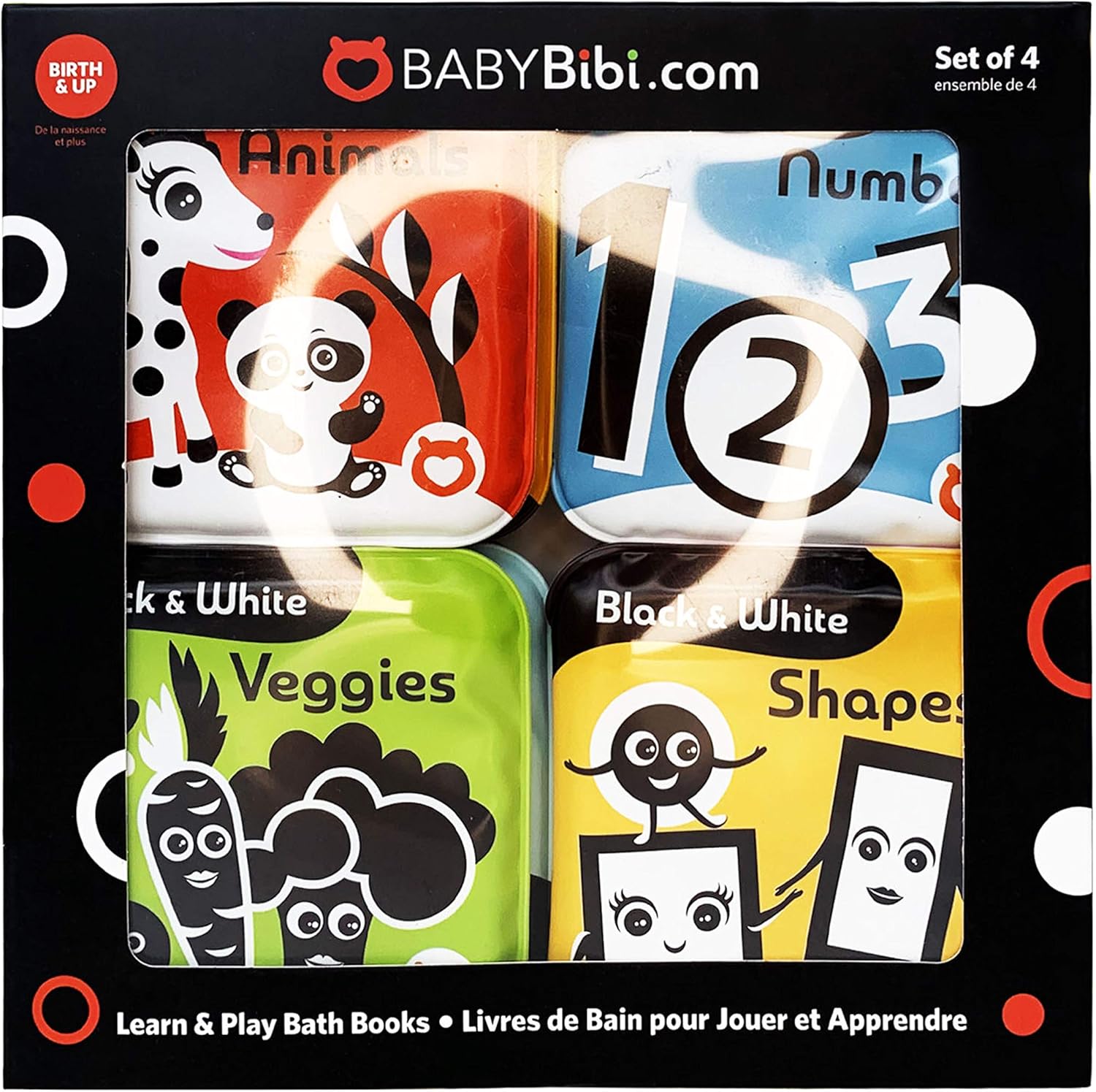 Floating Baby Bath Books – High Contrast Black and White Waterproof Bath Books for Babies 3+ Months