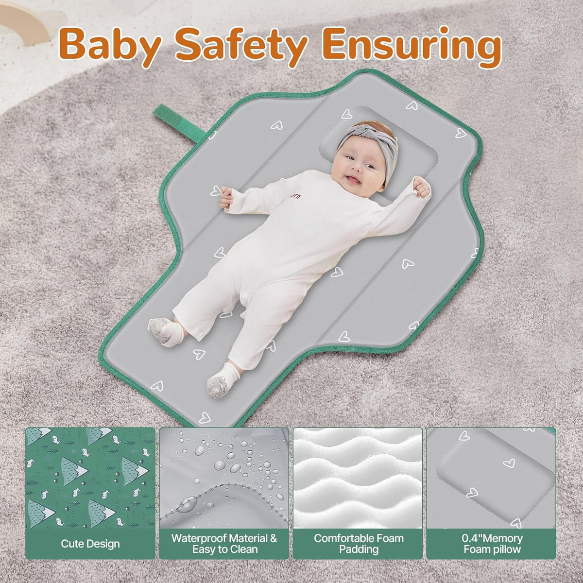 Portable Diaper Changing Pad, Waterproof Baby Changing Mat, Foldable Travel Baby Changing Station
