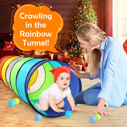 Kids Play Tunnel Tent for Toddlers, Colorful Pop Up Crawl Tunnel Toy for Baby or Pet with