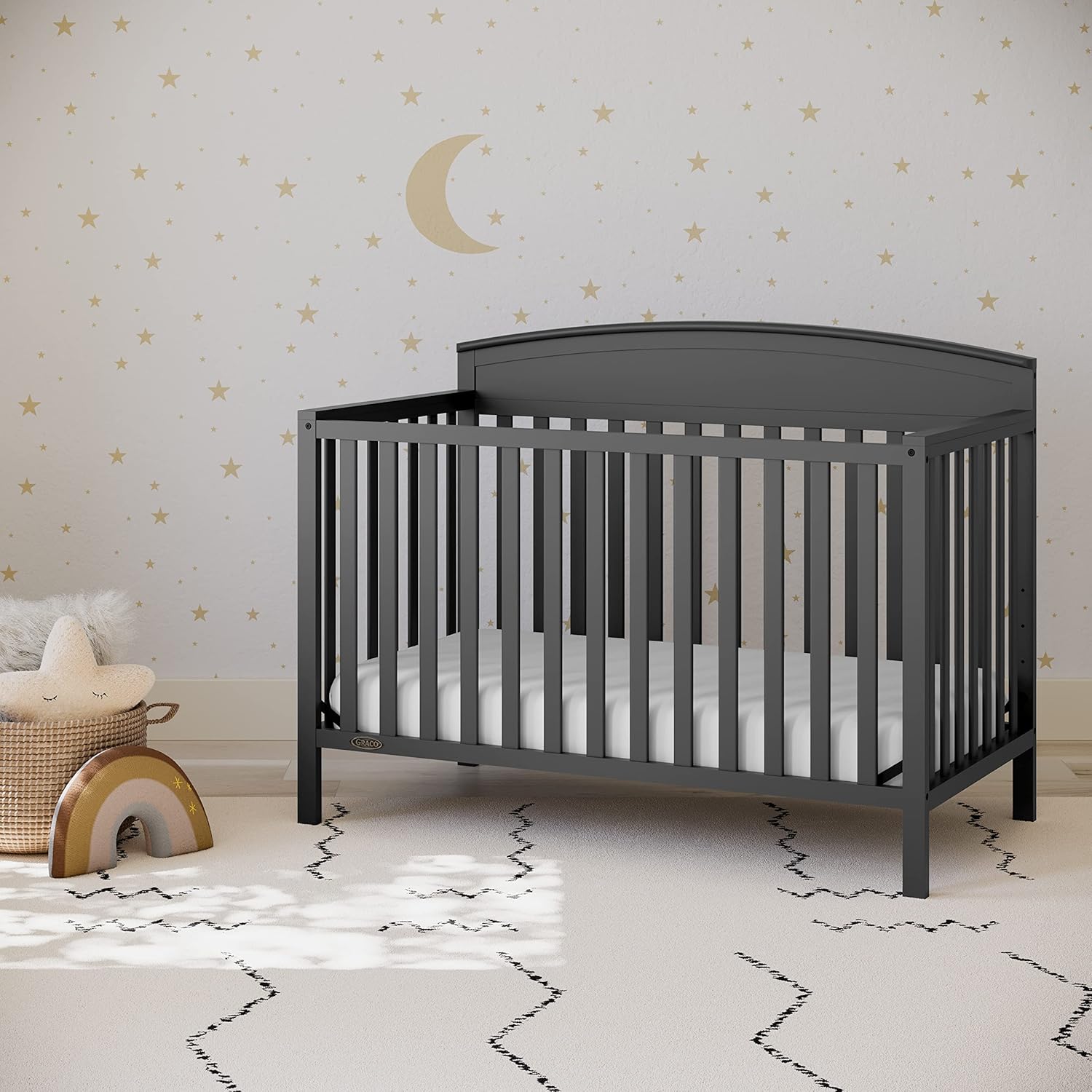 Graco Benton 5-in-1 Convertible Crib (Gray) – GREENGUARD Gold Certified, Converts from Baby Crib to