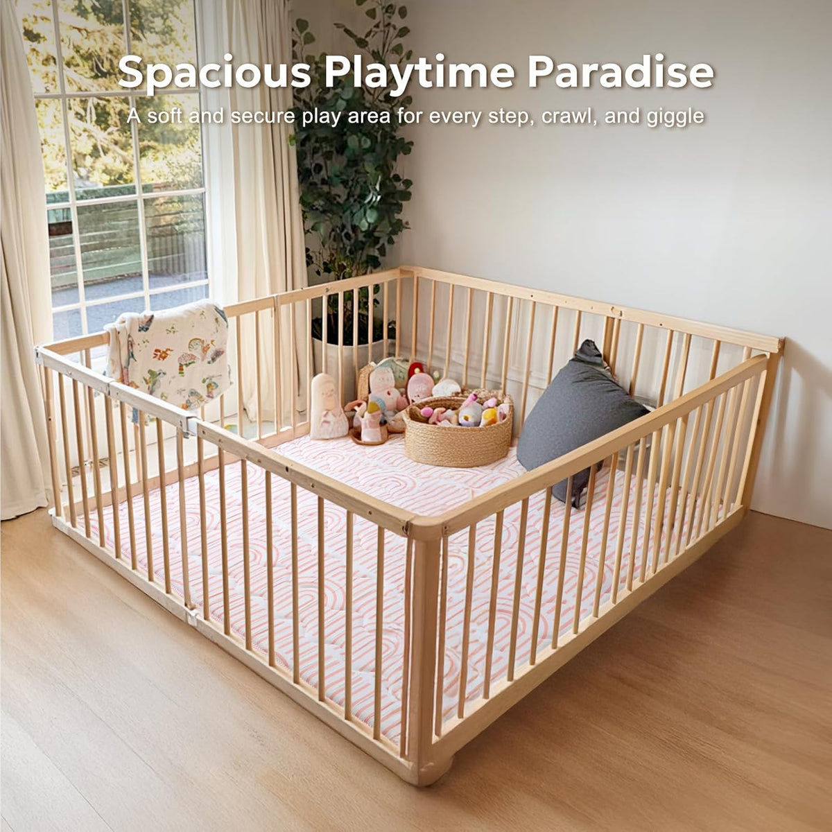 Mallify Baby Play Mat 50"x50", Non-Slip Baby Mat for Floor, Soft Thicker Playpen Mat, Portable