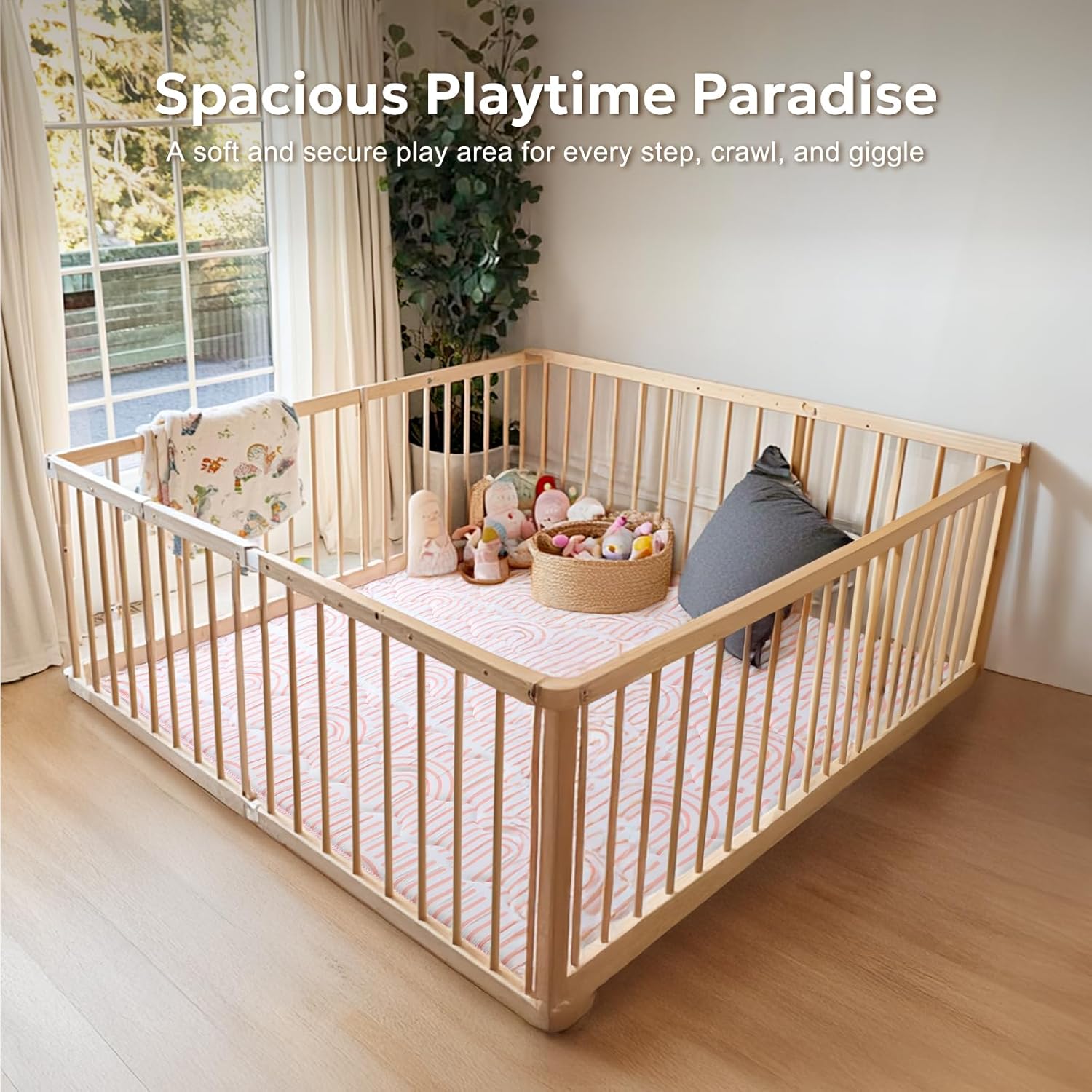 Mallify Baby Play Mat 50"x50", Non-Slip Baby Mat for Floor, Soft Thicker Playpen Mat, Portable