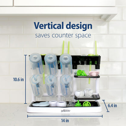 Dr. Brown's Drying Tower, Stand-Up Drying Rack, Countertop Baby Bottle Drying with Organized