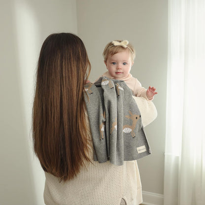 Knit Baby Swaddle Blanket - 100% Cotton Soft Cozy Receiving Swaddling Crib Stroller Quilt Blanket