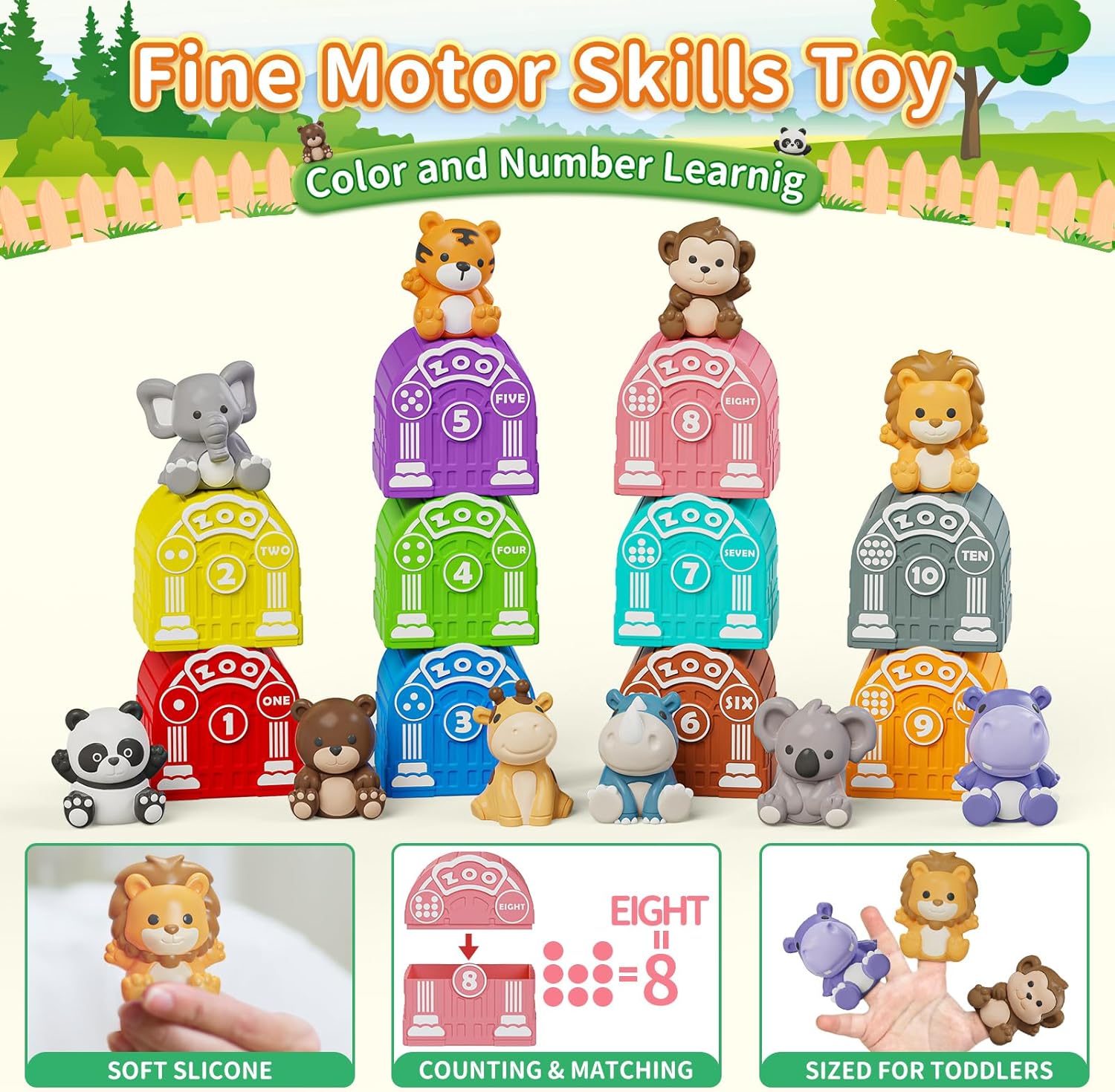 Learning Toy for Toddlers 1 2 3 Year Old, Montessori Educational Counting, Matching & Sorting