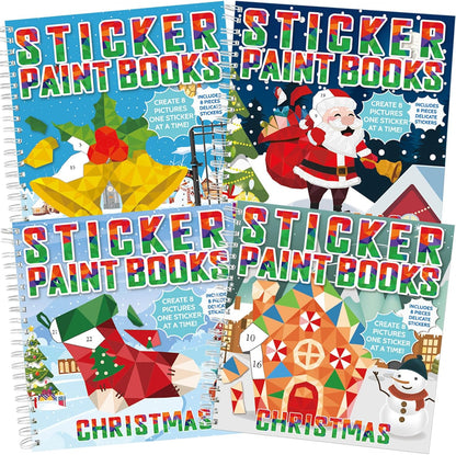 4 Pcs Christmas Paint by Sticker Books for Kids Ages 4-8 Sticker by Number Books Activity Book for