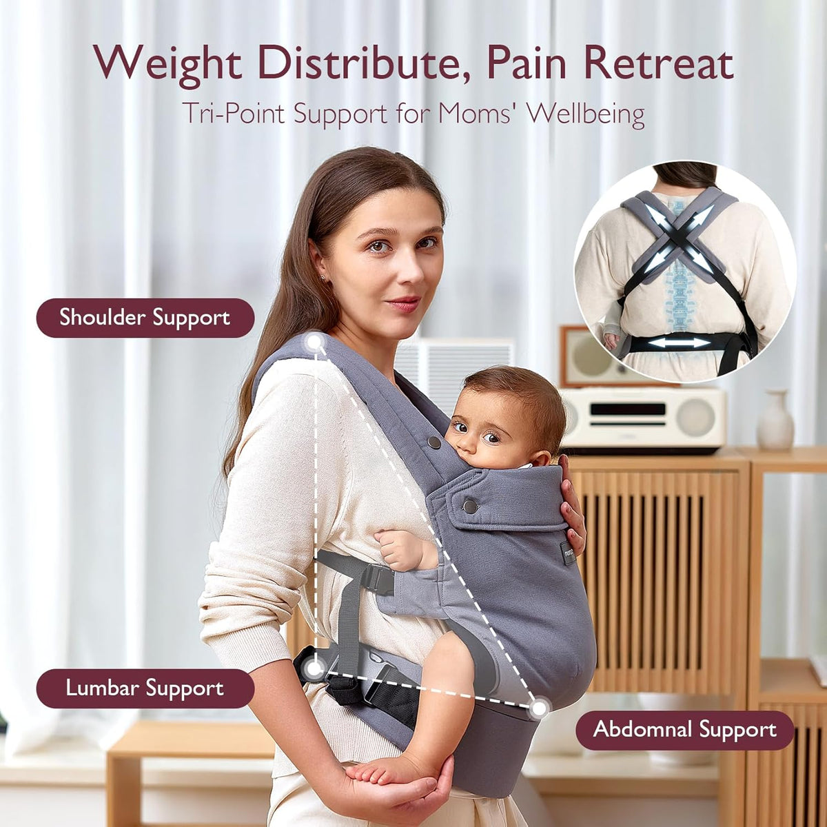 Momcozy Baby Carrier - Ergonomic, Cozy and Lightweight Carrier for 7-44lbs, Effortless to Put On