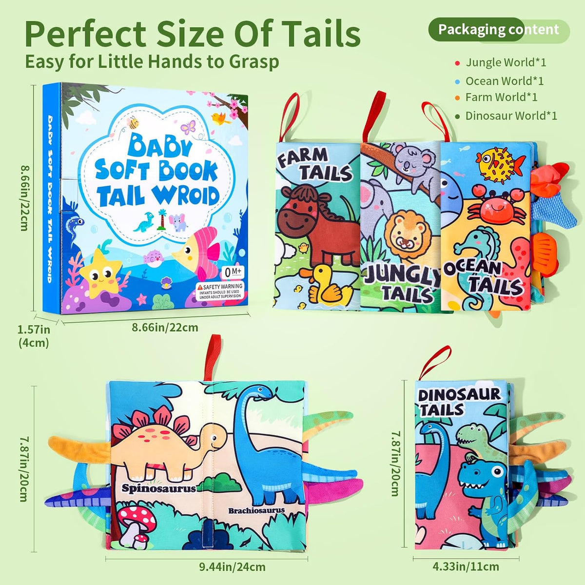 4 Pack Baby Books 0-6 Months, 4PCS Crinkle Books for Babies, Touch and Feel Sensory Books for