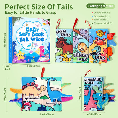 4 Pack Baby Books 0-6 Months, 4PCS Crinkle Books for Babies, Touch and Feel Sensory Books for