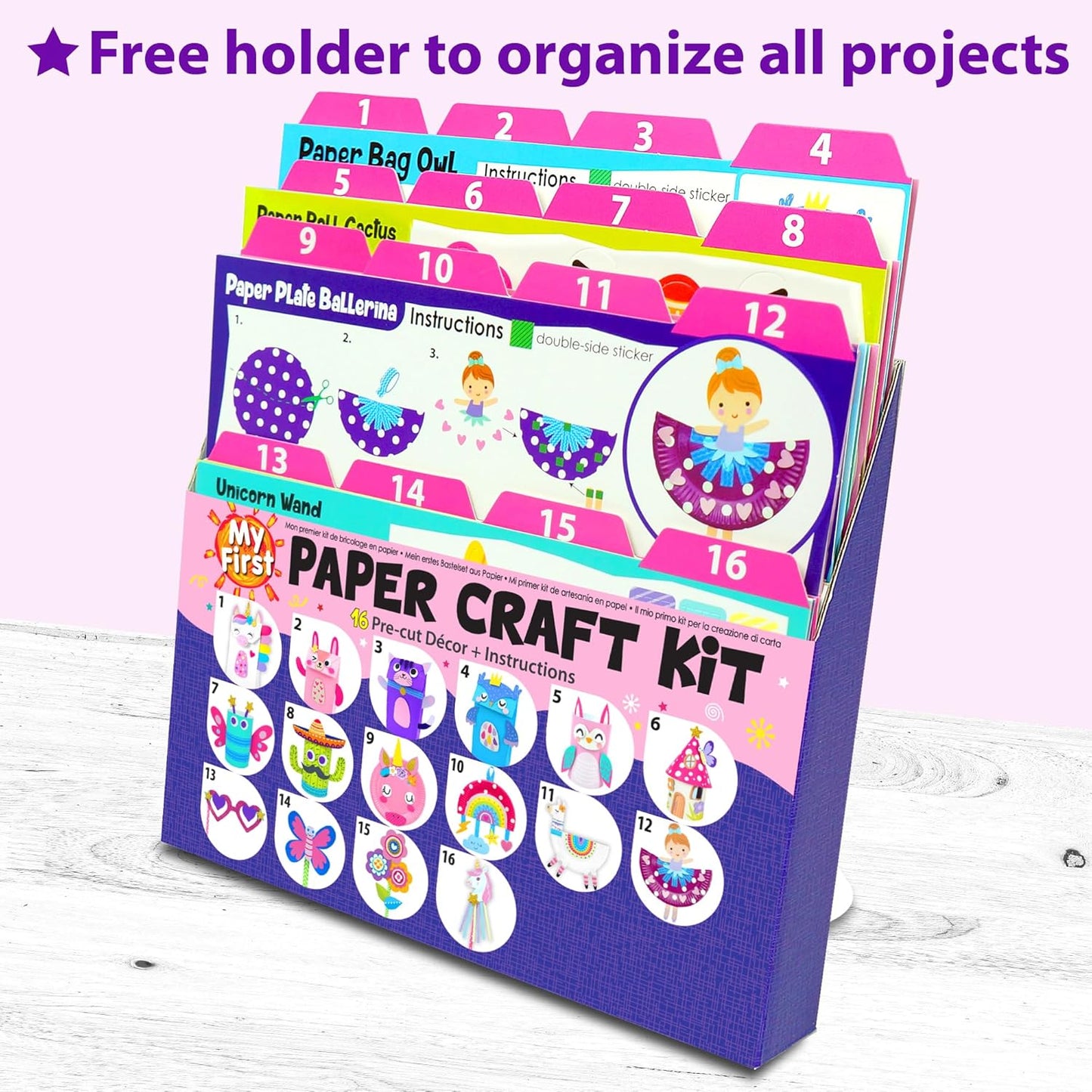 KRAFUN My First Unicorn Bunny Paper Craft Kit for Toddlers and Girls Age 3-8 Years Old, Include 18