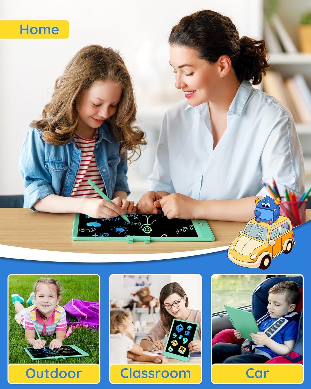 TEKFUN Kids Toys 10Inch LCD Writing Tablet, Mess Free Coloring Doodle Board, Drawing Pad for Kids