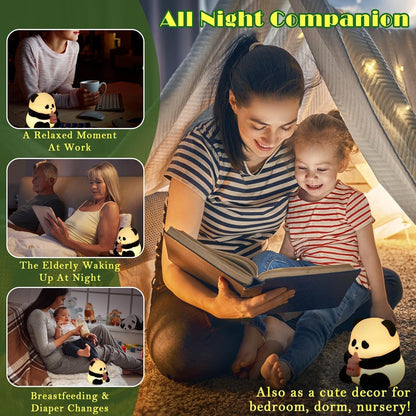 Cute Panda Night Light,LED Squishy Novelty Animal Night Lamp,Food Grade Silicone 3 Level Dimmable