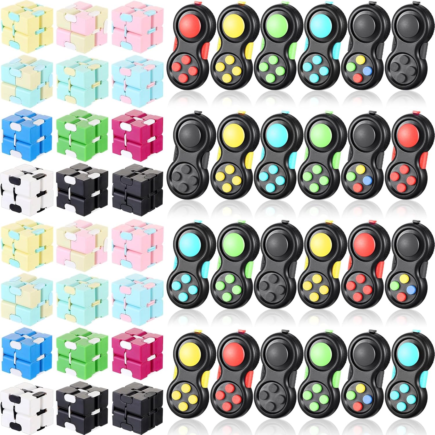 Junkin Bulk Fidget Pad Controller and Cube Toys Party Favors Mini Blocks Game Controller for