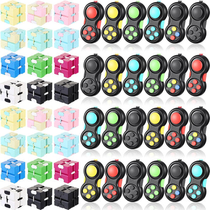 Junkin Bulk Fidget Pad Controller and Cube Toys Party Favors Mini Blocks Game Controller for