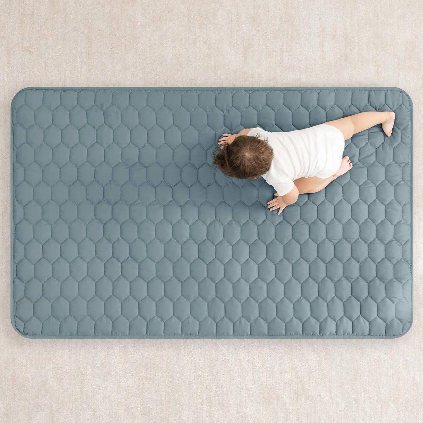 Comfy Cubs Rectangle Kids Play Mat - Small 36 x 60 inches Soft Quilted Baby Floor Mat with Non-Slip