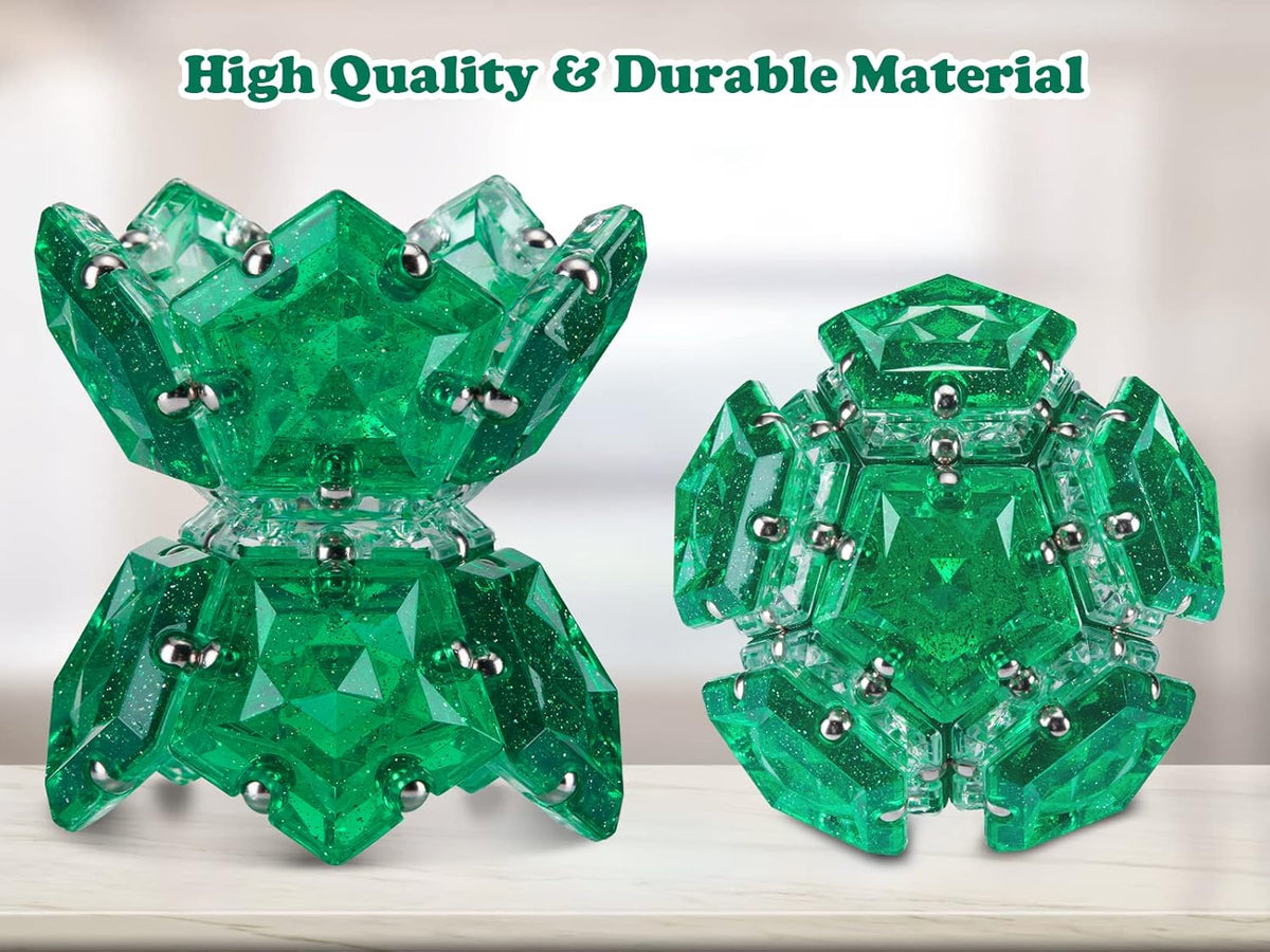 Magnetic Fidget Sphere Magnets Balls - Crystal Green Holographic Glitter - Magnet Fidgets Toy - 12